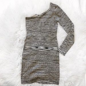 Bebe Metallic Rayon Blend Sweater Dress